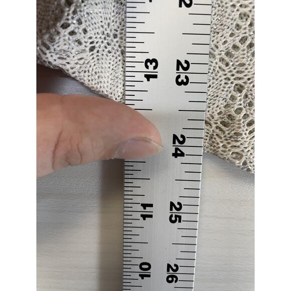 Abercrombie & Fitch Shirt Womens Small Gray White Raglan 3/4 Sleeve Lace Knit - Picture 4 of 9